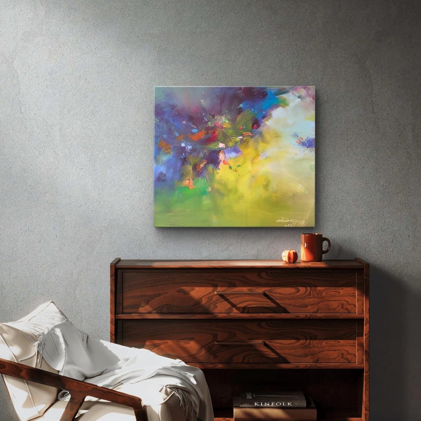 Gloliv Canvas Wall Art for Living Room – Abstract Wall Decor Painting, Artist-Authorized Reproduction Print – Modern Canvas Prints for Office, Bedroom, Bathroom & Kitchen Home Decor 16"X12"