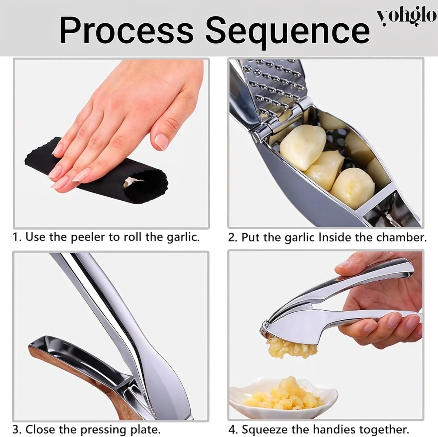 Garlic press includes cleaning brush and silicone peeler that is used for mincer/grater/smasher/crusher. Essential Kitchen Utensil for Effortless prep for home and kitchen must haves.