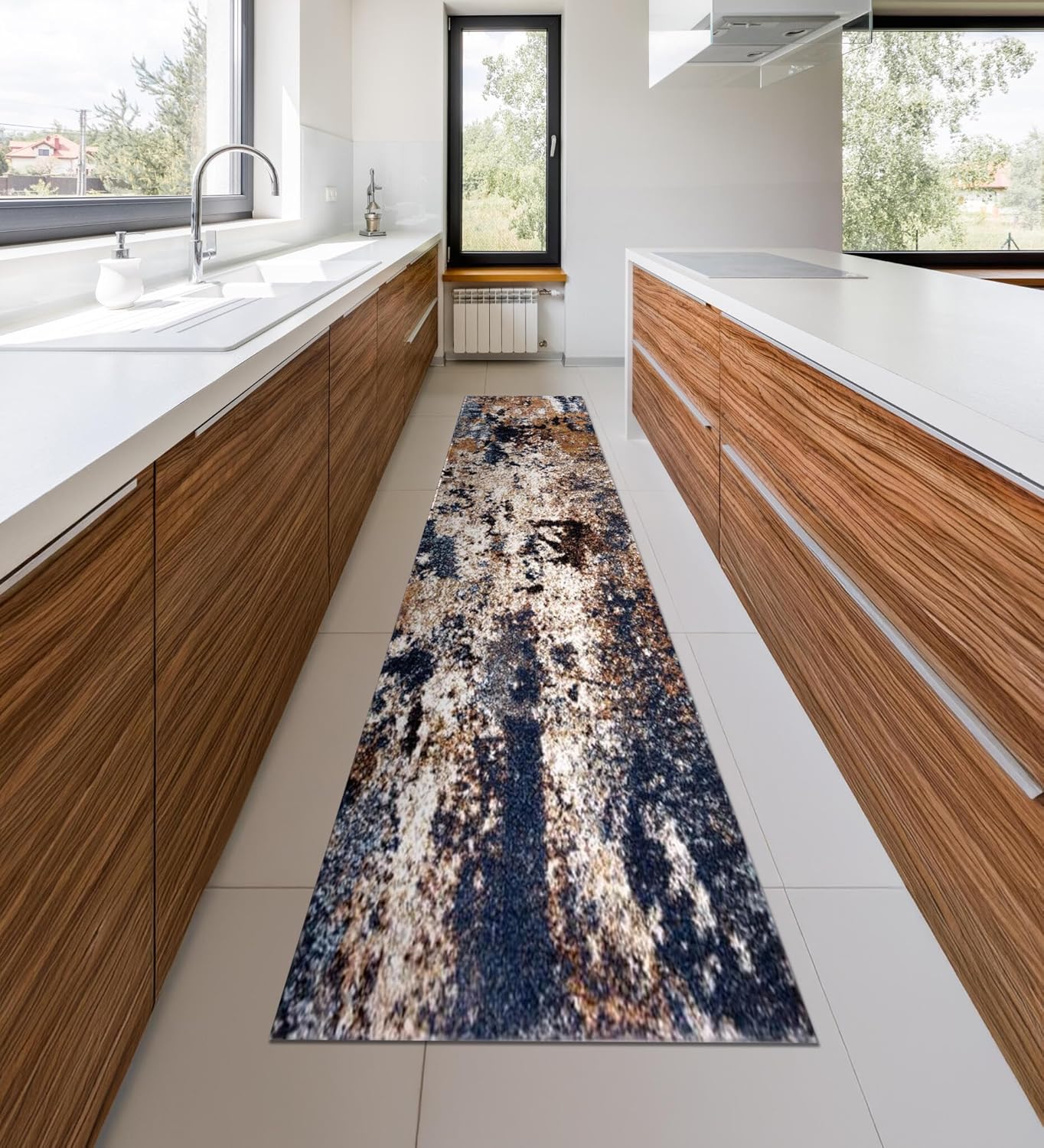 Keen Home Design Area Rugs - 2x14 Non-Shedding, Abstract Rugs for Kitchen, Living Room, Bedroom, Dining Room, Entryway - Size: 2'8" x 14', Multi