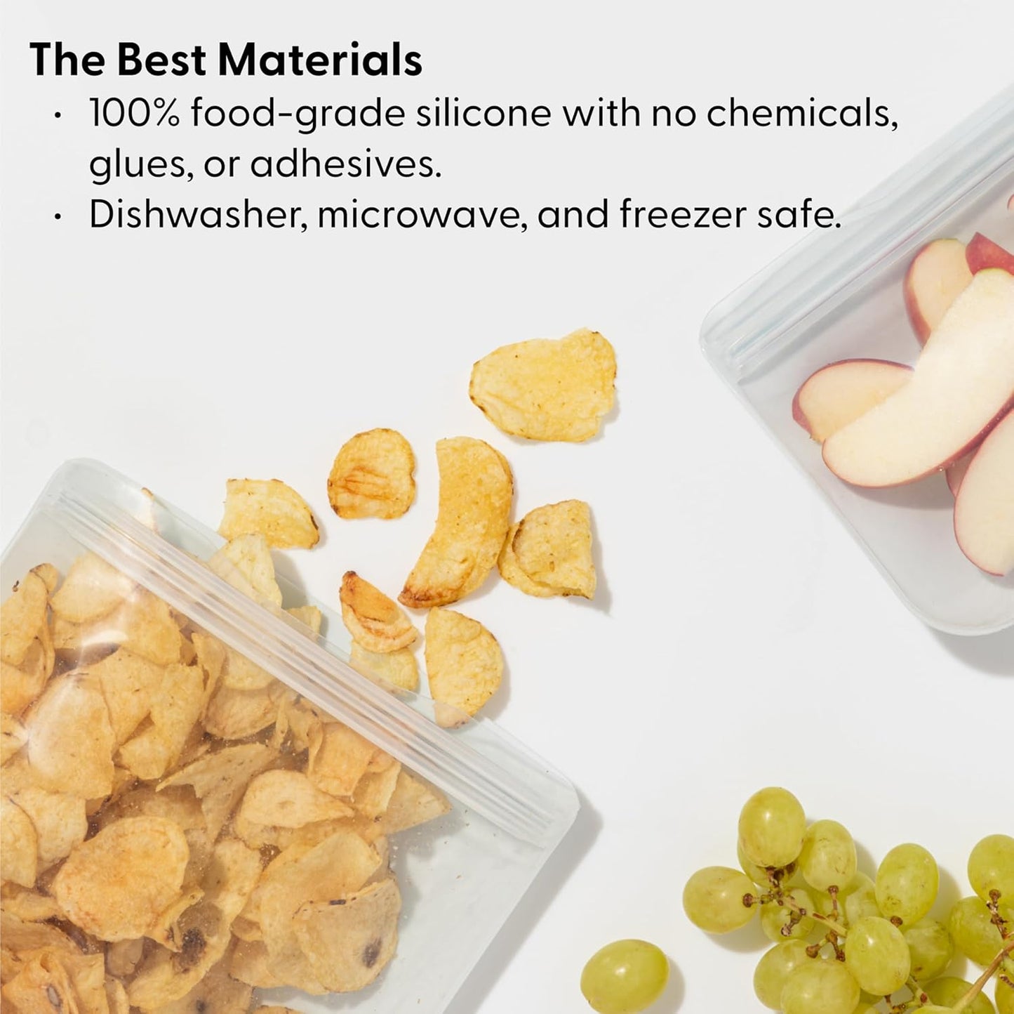 W&P Porter Silicone Reusable Storage Bag, Sandwich (46oz Flat), Cream, Food Storage Container, Microwave and Dishwasher Safe, Easy Cleaning