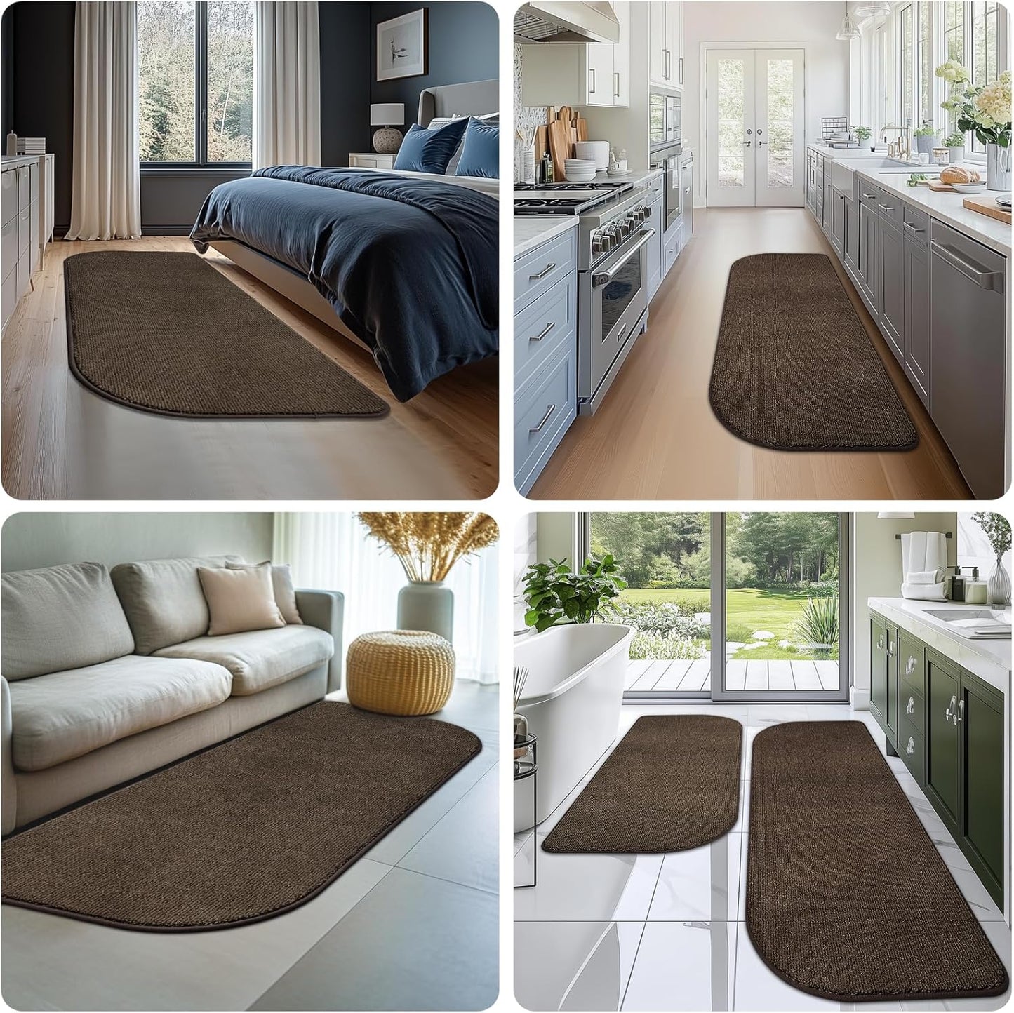 Washable Kitchen Rugs Set of 2 (24" x 35.5" + 24" x 59"), Non Slip Kitchen Mats for Floor, Absorbent Indoor Entryway Runner Rugs for Laundry, Bathroom, Door, Bedroom (Roll Packing)