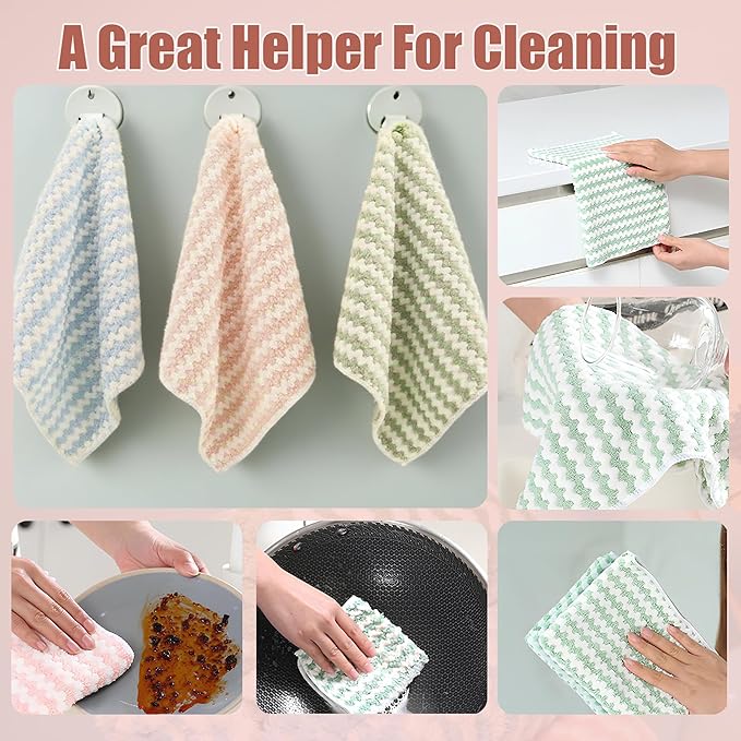 Microfiber Cleaning Cloth,Super Absorbent 12 Pack Dish Towels for Kitchen,Fast Drying Dish Cloth for Washing Dishes, Lint Free Dish Drying Towels, Reusable Kitchen Towels Set - 10"x10"
