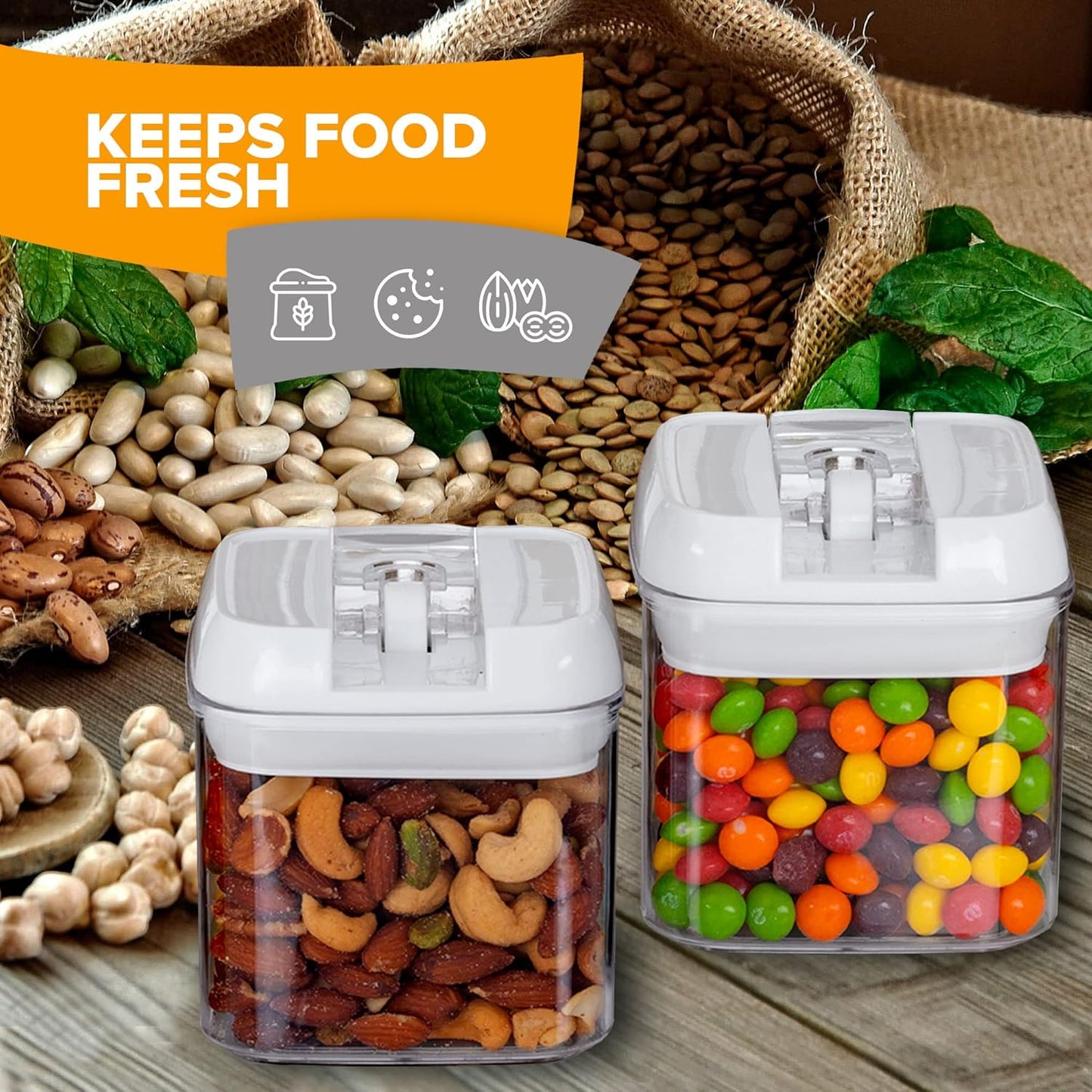 Cheer Collection Airtight Food Storage Containers, Kitchen Storage Containers for Pantry, Set of 12 Food Containers with Lids Airtight, Pantry Storage Containers & Organizers with Lids, 5L, White