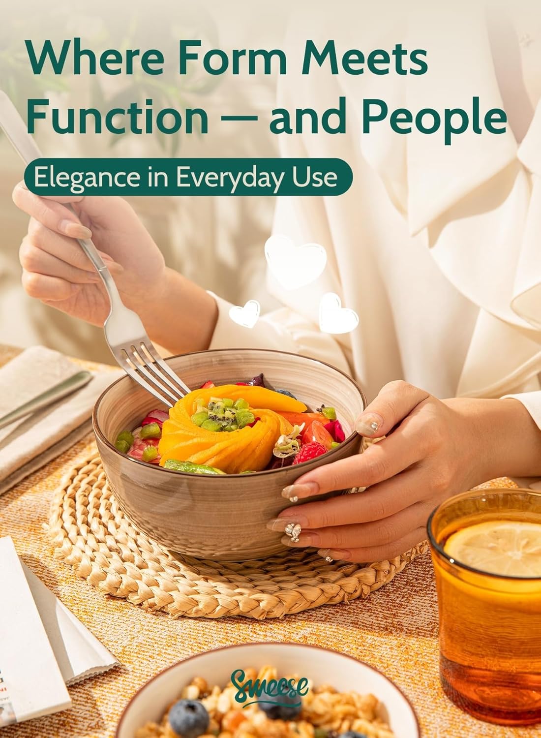 Sweese 20 Oz Porcelain Cereal Bowls - Multicolor Set of 6, Dishwasher Safe, for Soup, Salad, Rice, Kitchen Decor