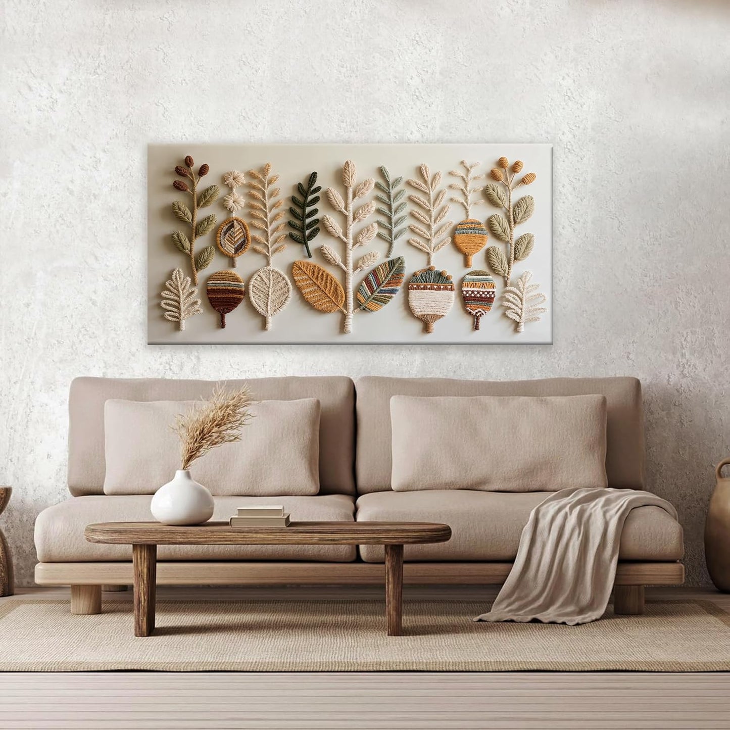 Tsomzxng Canvas Art Wall Decor Print Modern Boho Wall Art Prints Minimalist Paintings White Wall Art Pictures For Bedroom Kitchen Office Home Artwork 20" X 40" Ready To Hang