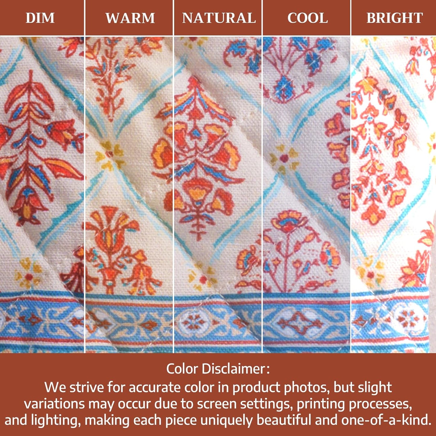 Maison d' Hermine Oven Gloves 100% Cotton Oven Mitt 7" x 13" with Loop Heat Resistant BBQ Cooking Gloves for Thanksgiving Christmas Decorations Baking Handling Hot Pans (Pack of 1, Romane)