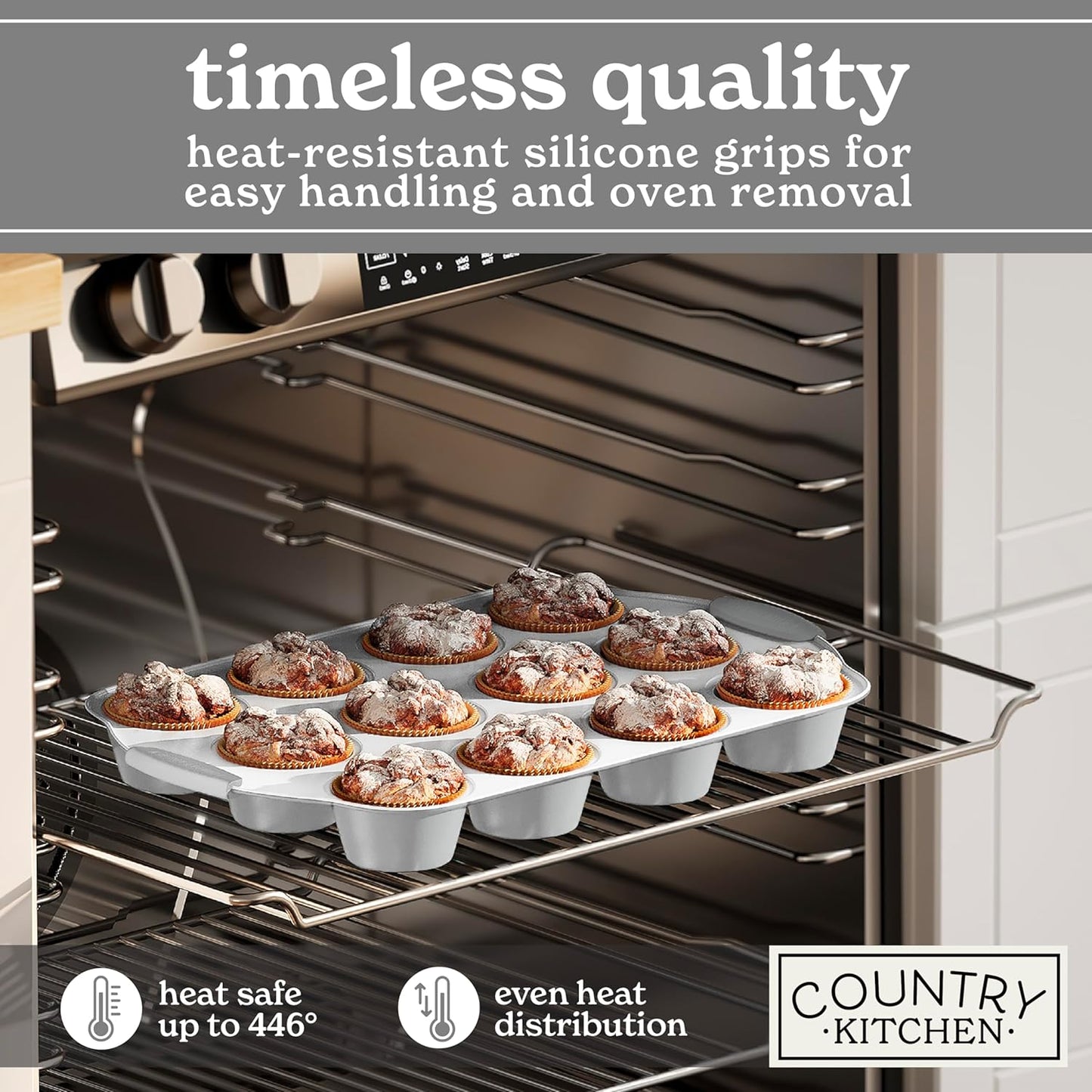 Country Kitchen Nonstick Stackable Bakeware Set - Heavy Duty, Durable, Easy Release Baking Set, Silver, 10 Pcs