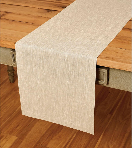 Solino Home Linen Table Runner 72 Inches Long - Athena, 100% Pure Linen Champagne Beige 14 x 72 Inch Table Runner for Dining, Fall, Autumn, Thanksgiving, Christmas