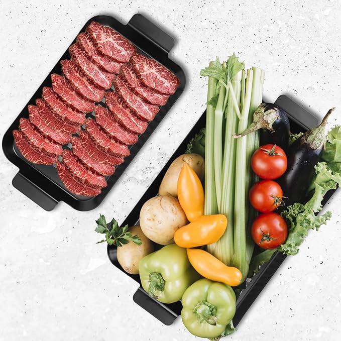 Grill Tray Set Of 2 Outdoor Grill Pans Tray Grill Pans with Hole Nonstick Barbecue Grilling Baskets for Outdoor Camping Vegetable Meat (grilling tray)