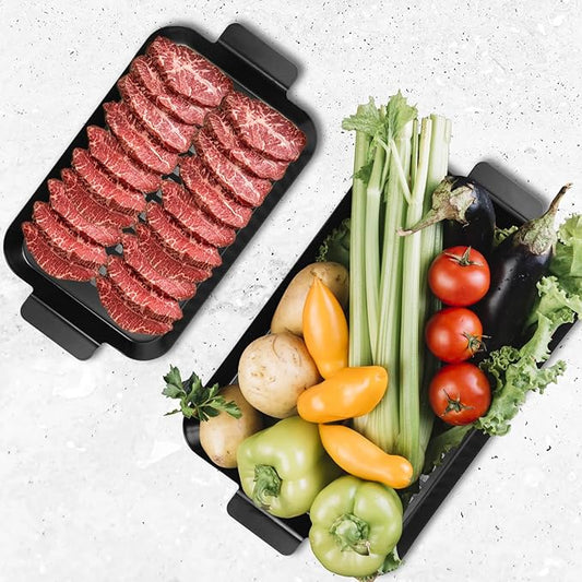 Grill Tray Set Of 2 Outdoor Grill Pans Tray Grill Pans with Hole Nonstick Barbecue Grilling Baskets for Outdoor Camping Vegetable Meat (grilling tray)
