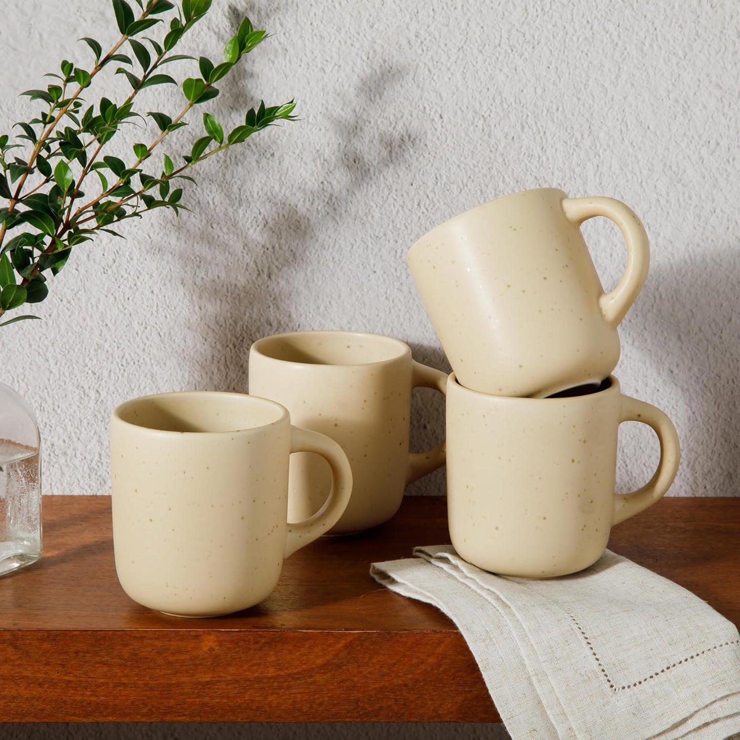 Bloomhouse Corsica Clay 4 Piece Mug Set - Cappuccino Cream