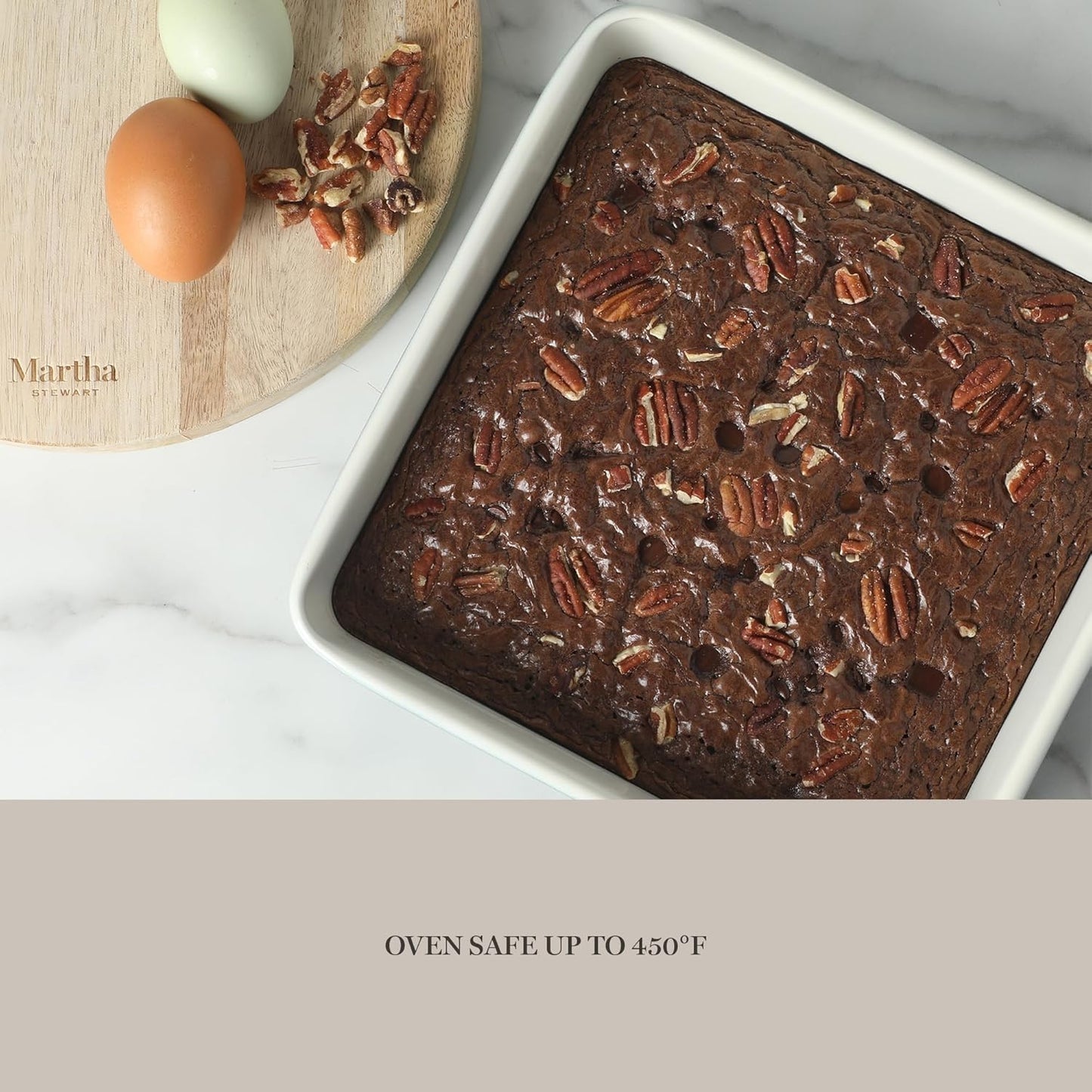 Martha Stewart Gallen 10 Piece Baking Pans Ceramic PFA Free Non Toxic Non Stick Bakeware Set - Linen White