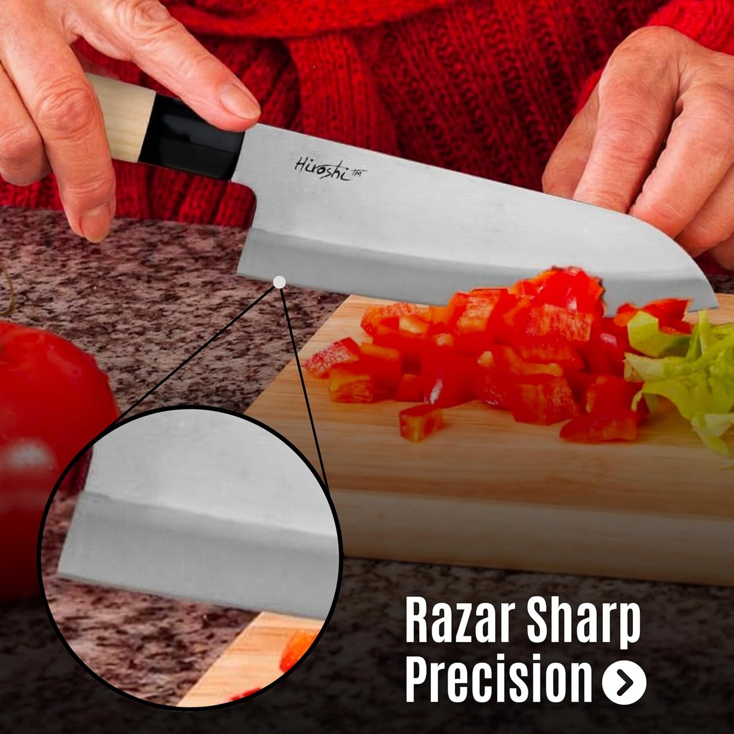 HIROSHI Sushi & Sashimi Knife Set – 4-Piece High Carbon Stainless Steel Japanese Chef Knives with Beech Wood Handle – Professional Kitchen Knife Set for Precision Cutting