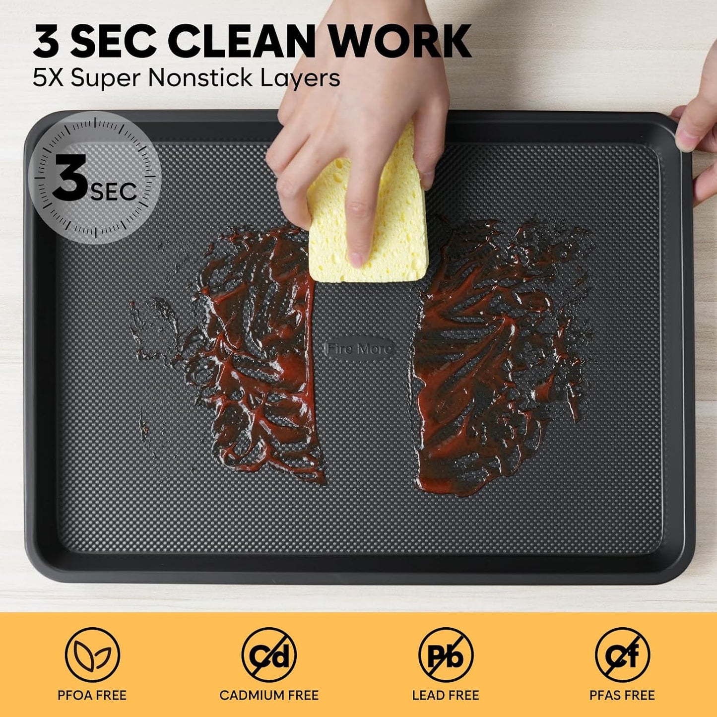 17.5” x 13” Cookie Sheets for Baking, Ceramic Half Sheet Pans Set, Thicker Carbon Steel Baking Sheets Non Stick