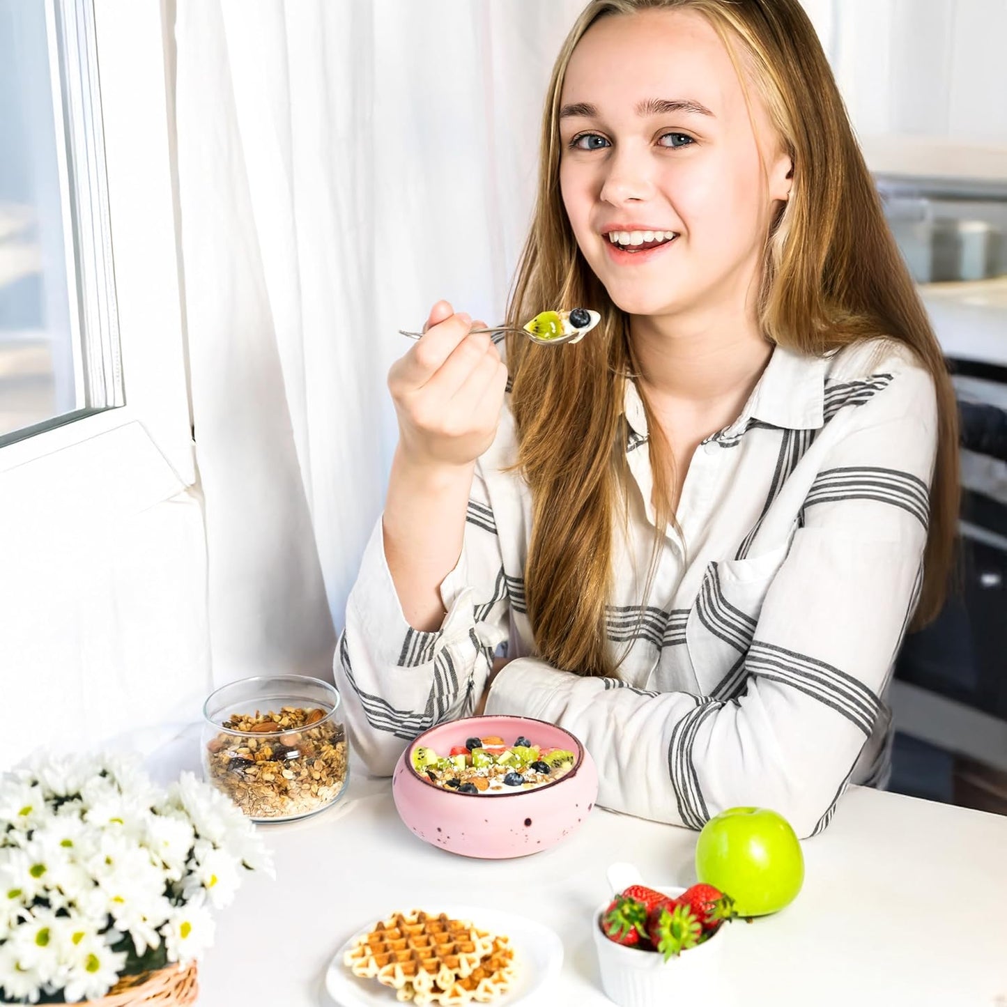 Small Hand Craft Dessert Bowls - 13.5oz Set of 6 - Microwave, Oven, Dishwasher Safe, Ice Cream, Soup, Snacks, Rice, Cereal, Chili, Side Dishes Dips, Ideal Gift - Blossom Assorted Color