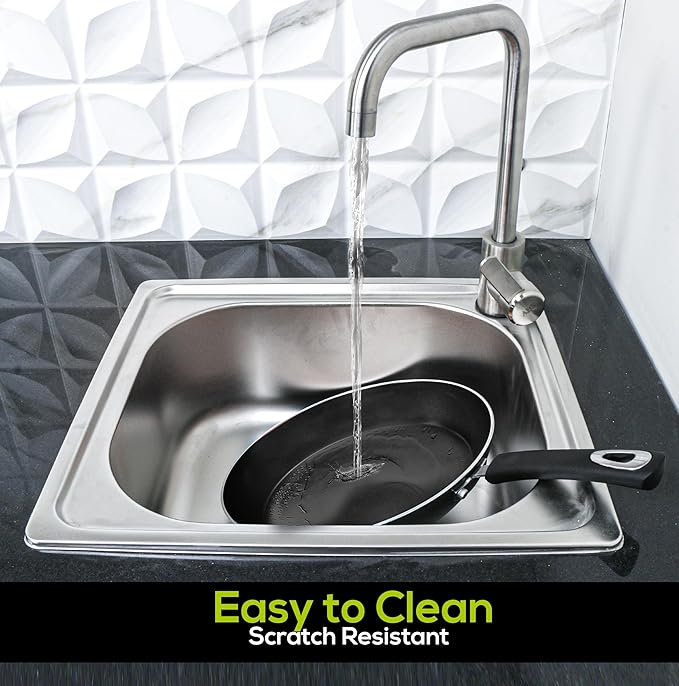 Utopia Kitchen Saute Fry Pan Nonstick Frying Pan 11 Inch Induction Bottom Aluminum Alloy and Scratch Resistant Body Riveted Handle (Grey-Black) Pack of 02