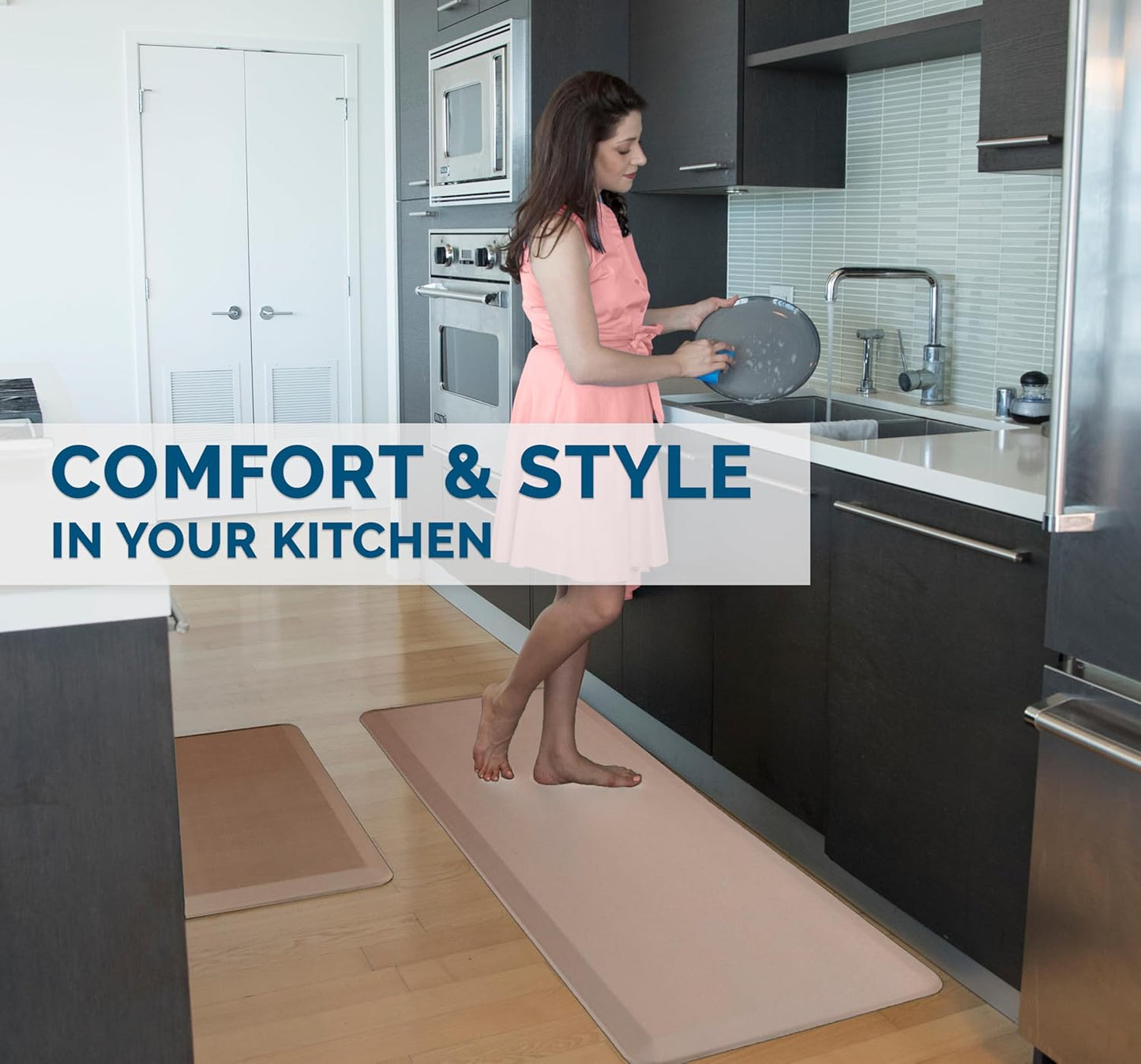 ComfiLife Anti Fatigue Floor Mat – 3/4 Inch Thick Kitchen Mats for Floor, Standing Desk Mat, Kitchen Rug – Comfort at Home, Office – Durable – Stain Resistant – Non-Slip Bottom (20" x 32", Beige)