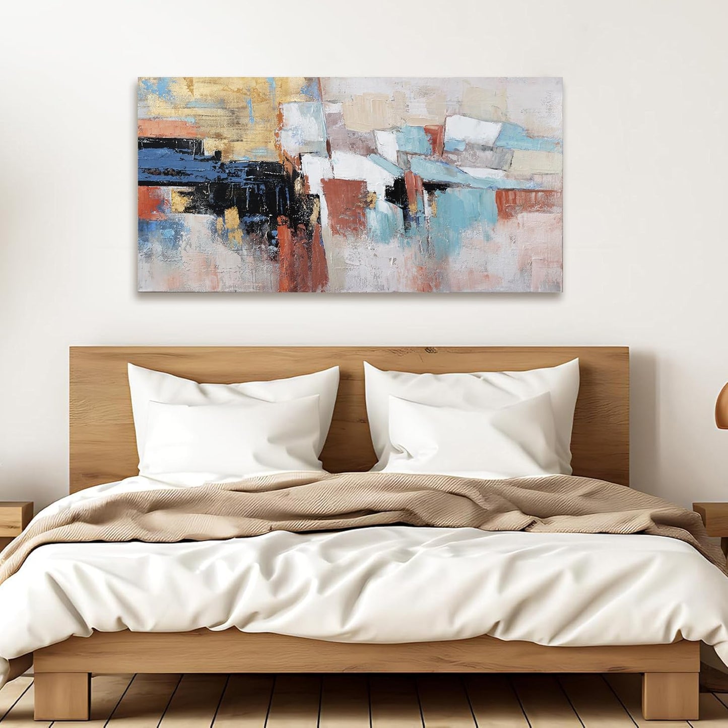 Canvas Wall Art Decor Modern Large Wall Art For Living Room Abstract Art Blue Gold Wall Art Decor Canvas Art Work Colorful Abstract Wall Art Prints For Bedroom Office Kitchen Wall Decor 20" x 40"