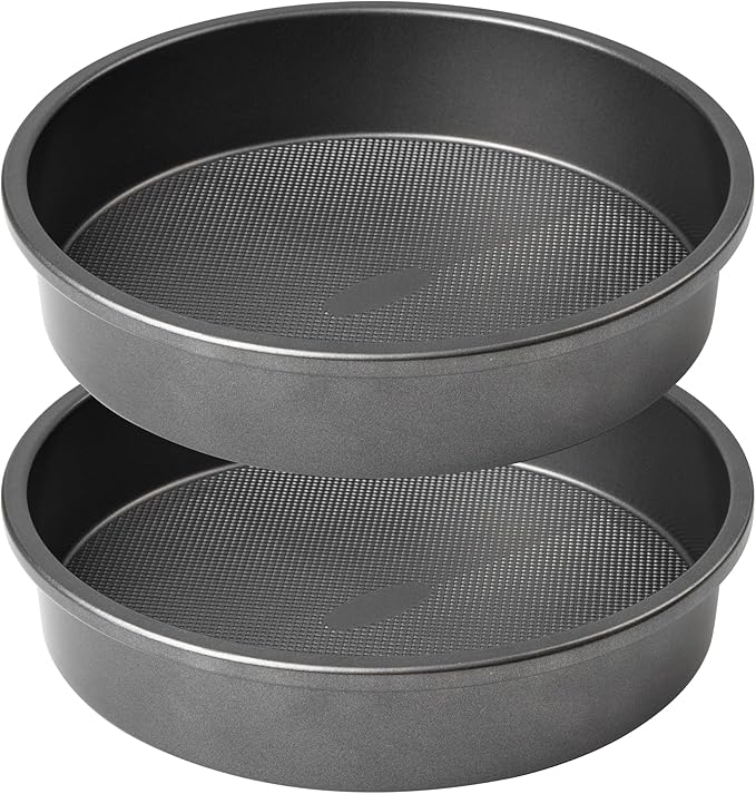 Tiawudi 9" Round Cake Pan Set of 2, 0.8mm Thick Heavy Duty Bakeware for Tiered & Layered Cakes, Nonstick Baking Pan with Diamond Texture for Even Heating, Cake Mold