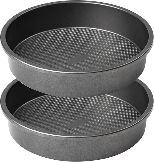 Tiawudi 9" Round Cake Pan Set of 2, 0.8mm Thick Heavy Duty Bakeware for Tiered & Layered Cakes, Nonstick Baking Pan with Diamond Texture for Even Heating, Cake Mold