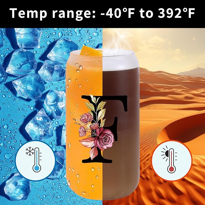 Monogrammed Glass Drinking Cup With Lid Straw Women Gift Flight Attendant Pet Sitter Secretary Hairdress Caregiver Musicians Dancer Cheerleaders Hairstylist Nanny Hair Stylist Nail Technician,F