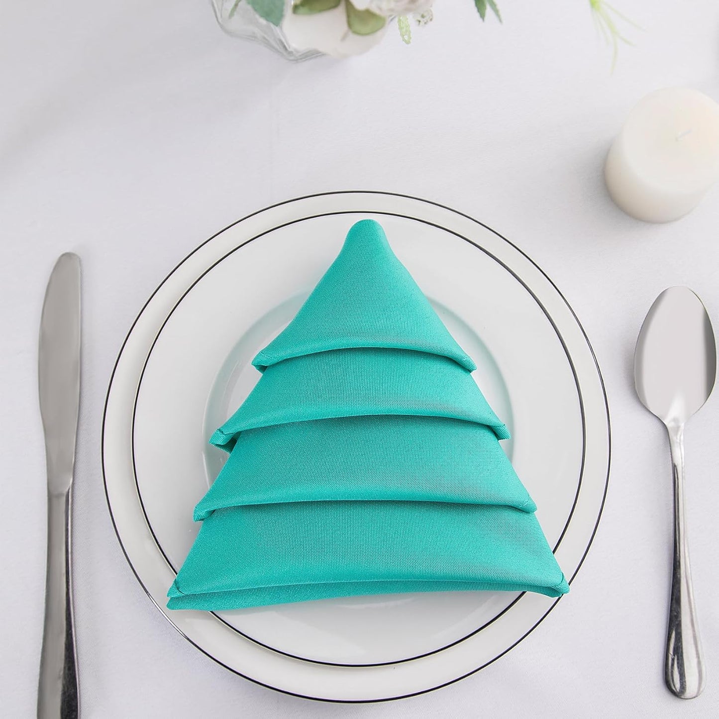 Bailarina Cloth Napkins Set of 40,17x17 inches Dinner Napkins Cloth Washable,Polyester Square Table Cloth Napkin Bulk with Hemmed Edges Ideal for Banquets, Parties and Weddings-Turquoise