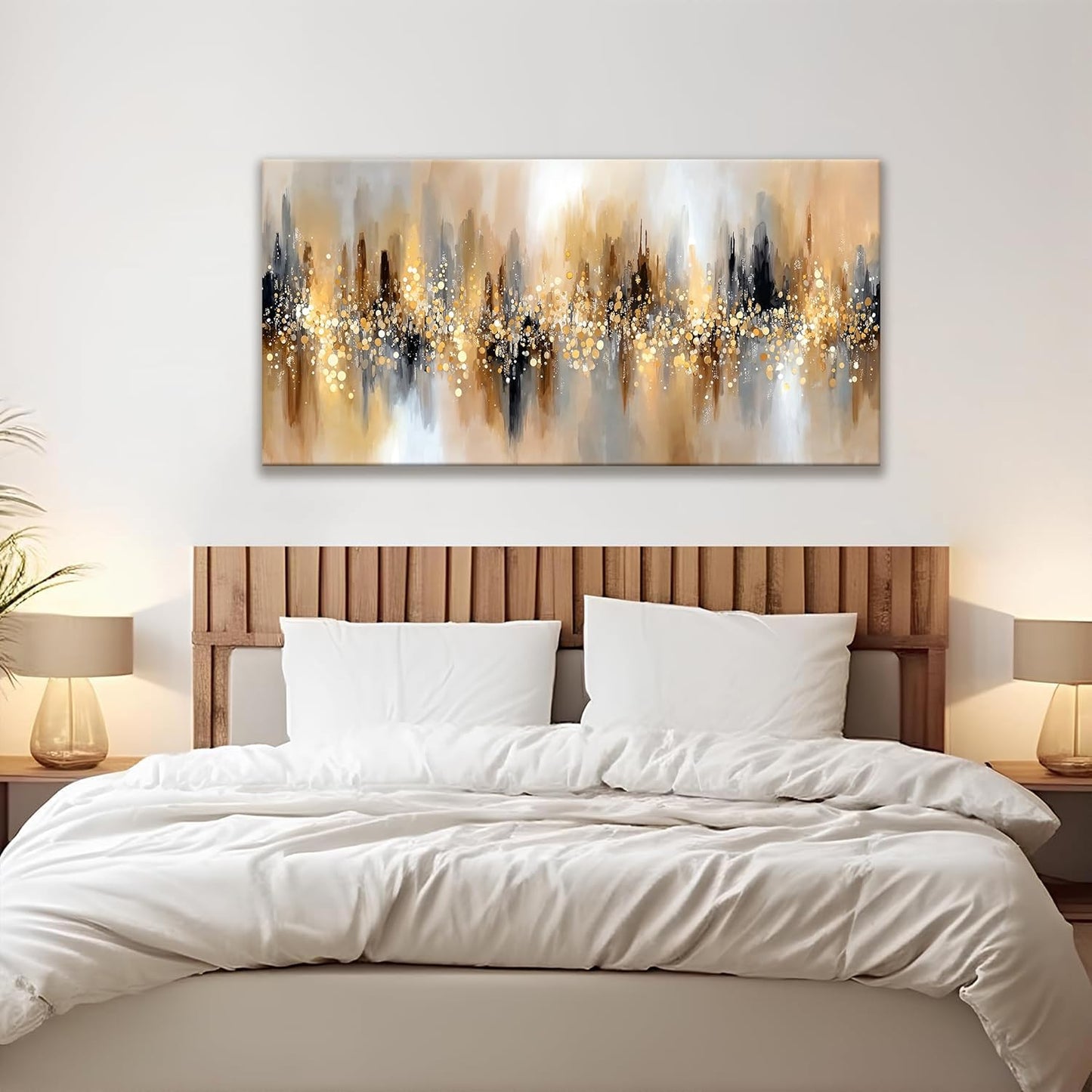 Tsomzxng Canvas Art Wall Decor Gold Abstract Wall Art For Living Room Modern Abstract Art Painting Gold Wall Art Prints Pictures For Bedroom Hotel Home Decoration 24 X 48 Inch