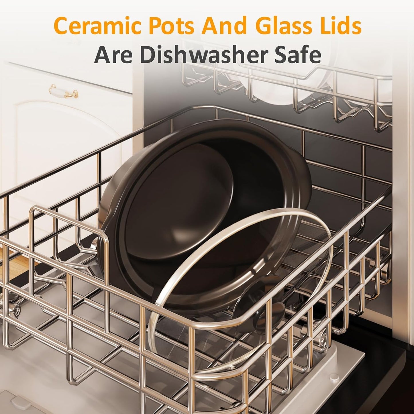 Sunvivi Triple Slow Cooker, Buffet Food Warmer with 3 * 1.5 Quarts Removable Ceramic Pots, Buffet Servers and Warmers with Glass Lids and 3 Spoons, Stainless Steel, Grey