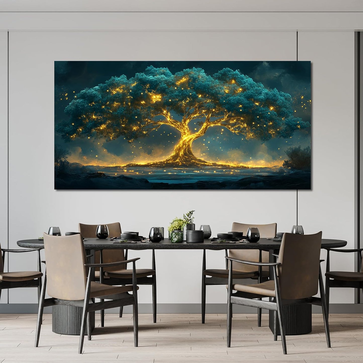 Canvas Wall Art Decor Green Botanical Wall Art Decor Canvas Art Wall Decor Modern Large Tree of Life Wall Art for Living Room Oversized Wall Art Prints Artwork for Walls Home Office Wall Decor 39"X78"