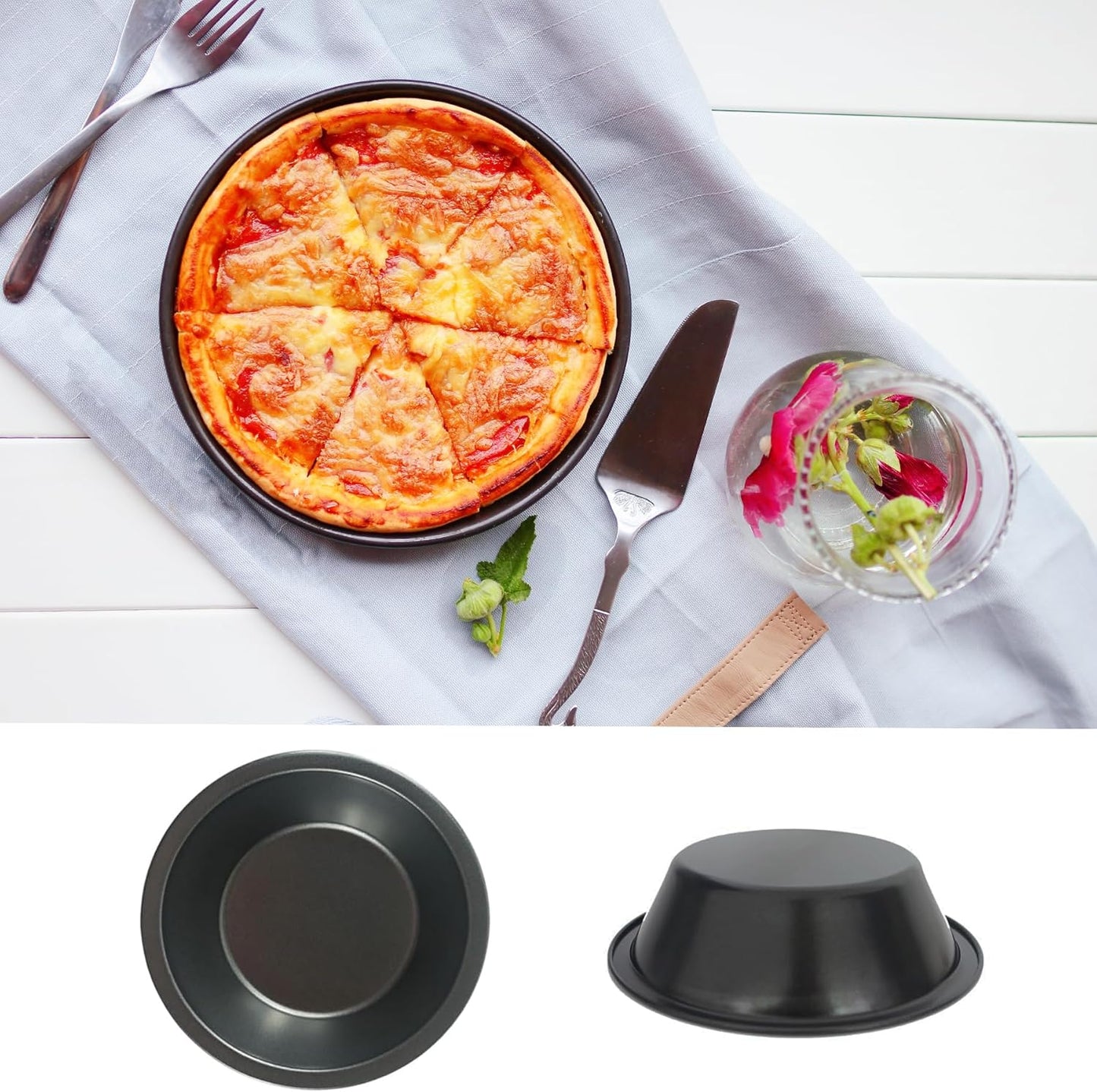 4 Pack Small Pie Baking Pans, 5 Inch Nonstick Mini Pie Plates, Small Round Carbon Steel Metal Pie Tins, Bakeware Individual Plate Baking Dish, Durable Pot Pie Tin -for Crust Tarts Pizza Bread