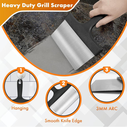 MEKER Griddle Cleaning Kit for Blackstone, Flat Top Grill Cleaning Kit with Grill Stone, Upgraded Scouring Pads & Griddle Scraper & Brush with Handle - Easy to Remove Stain (10 PCS)