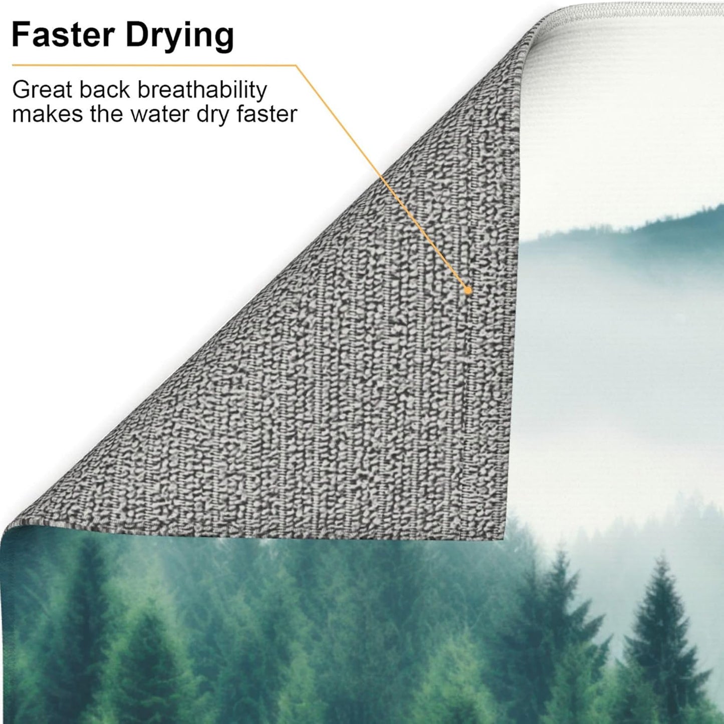 Forest Trees Mountain Dish Drying Mat 16x18 Inch, Microfiber Absorbent Fast Dry Mat Large Dish Mat Drying Kitchen Mat, Kitchen Drying Pad for Kitchen Counter Coffee Bar Decor Gifts