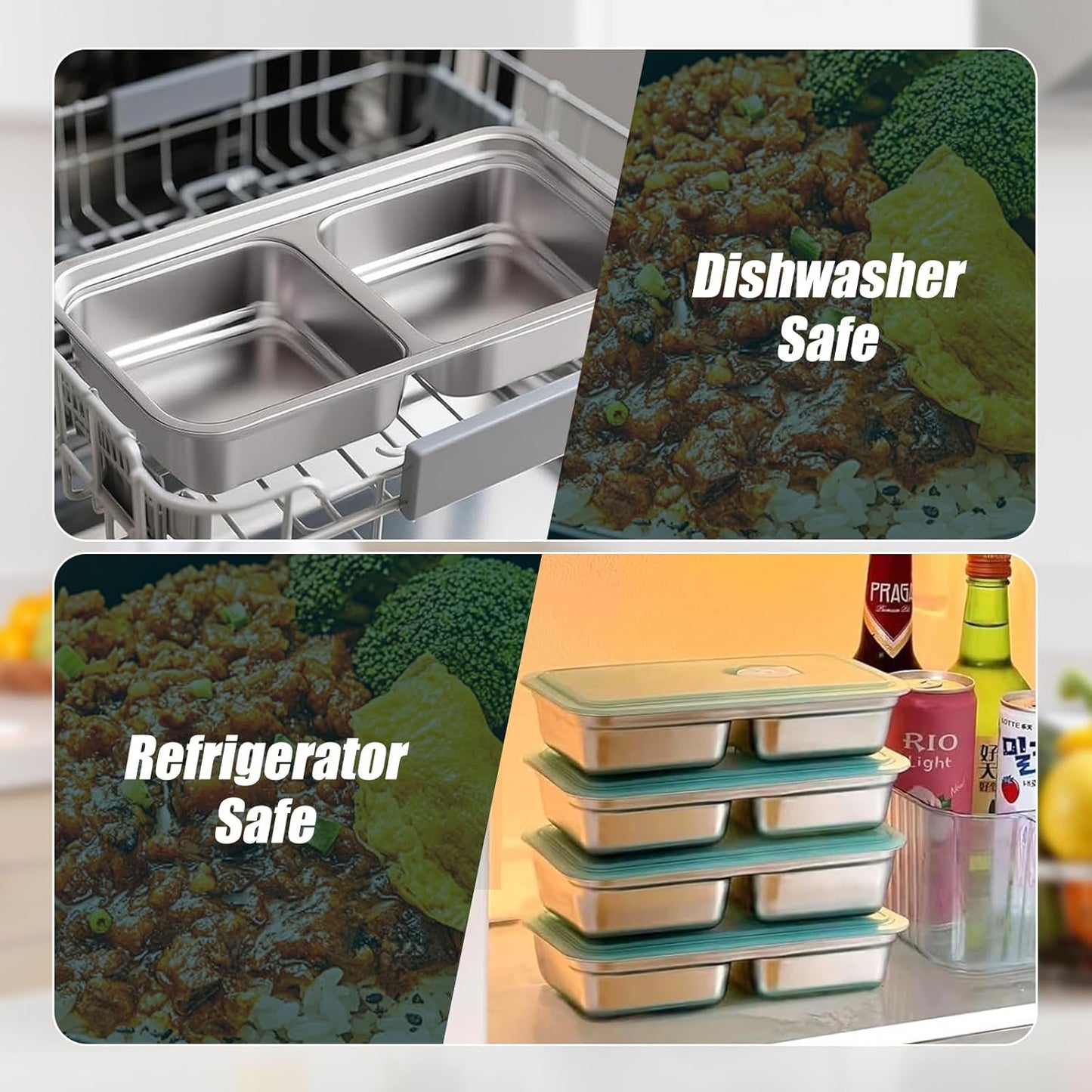 8 Pack Stainless Steel Snack Containers, Stainless Steel Snack Containers With Lids, Lunch Box Containers For Travel, Outdoor Camping And Daily Use