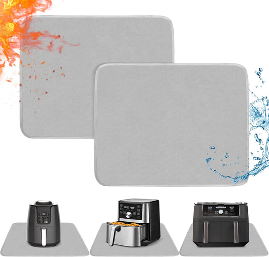 Heat Resistant Mats for Countertop - Firproof 16x20 in Heat Resistant Mats for Air Fryer - Kitchen Countertop Protector for Air Fryer, Coffee Maker, Stand Mixer, Toaster, Oven 2PCS - Grey