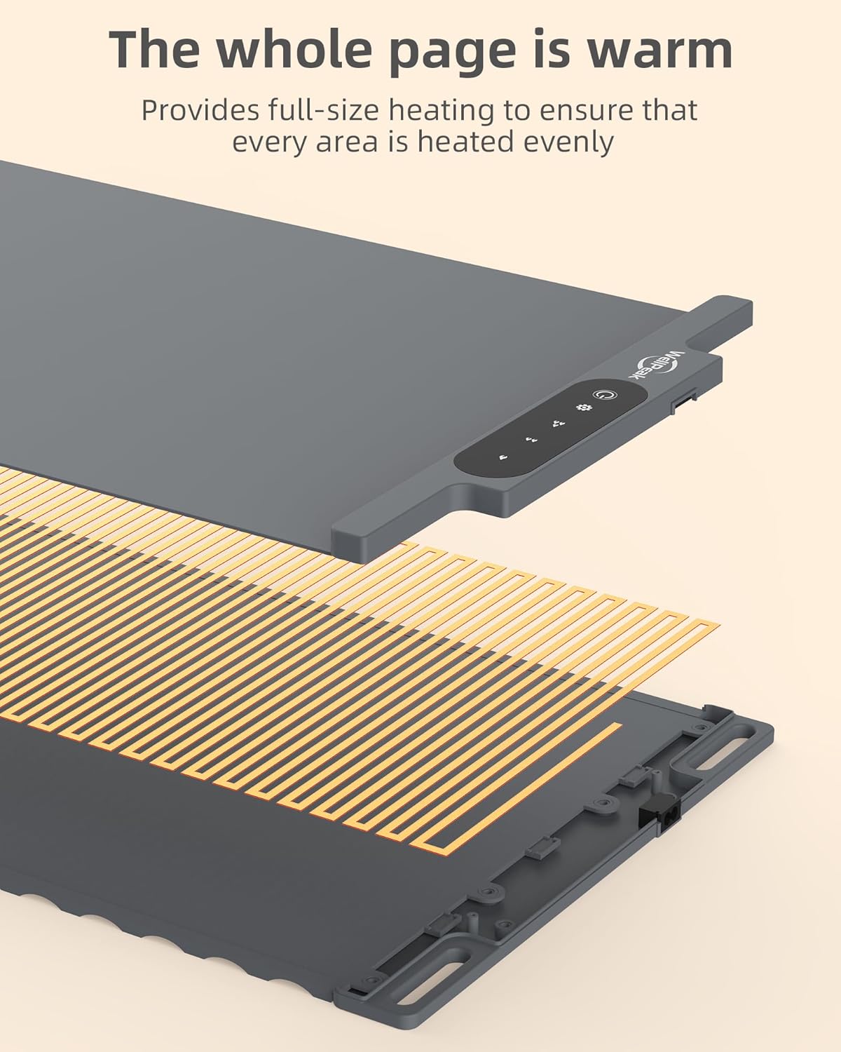 Electric Warming Mat for Food - Full Surface Fast Heating Silicone Tray with 3-Level Temperature, Auto-Off, Raised Feet for Table Protection, Versatile Warmer for Gatherings, Party, Home Buffet, Gray