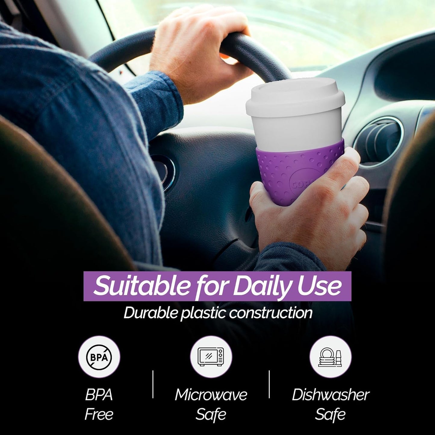 Copco Acadia 16 oz Reusable To-Go Travel Mug - BPA-Free Insulated Coffee Cup with Double-Wall Insulation, Spill-Proof Lid & Non-Slip Rubber Grip - Microwave & Dishwasher Safe (Lilac)