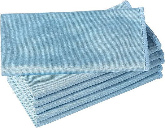 6 Pack Microfiber Glass Cleaning Cloth, 16 Inch X 16 Inch, Lint Free Quickly Clean Window, Glasses, Windshields, Mirrors, and Stainless Steel, Blue