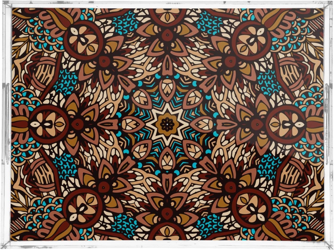 Acrylic Serving Tray with Handles Spill Proof Kitchen Storage Tray Clear Decorative Tray Makeup Drawer Organizer Storage Tray for Bathroom Living Room Ottoman 15.7x11.8Inches