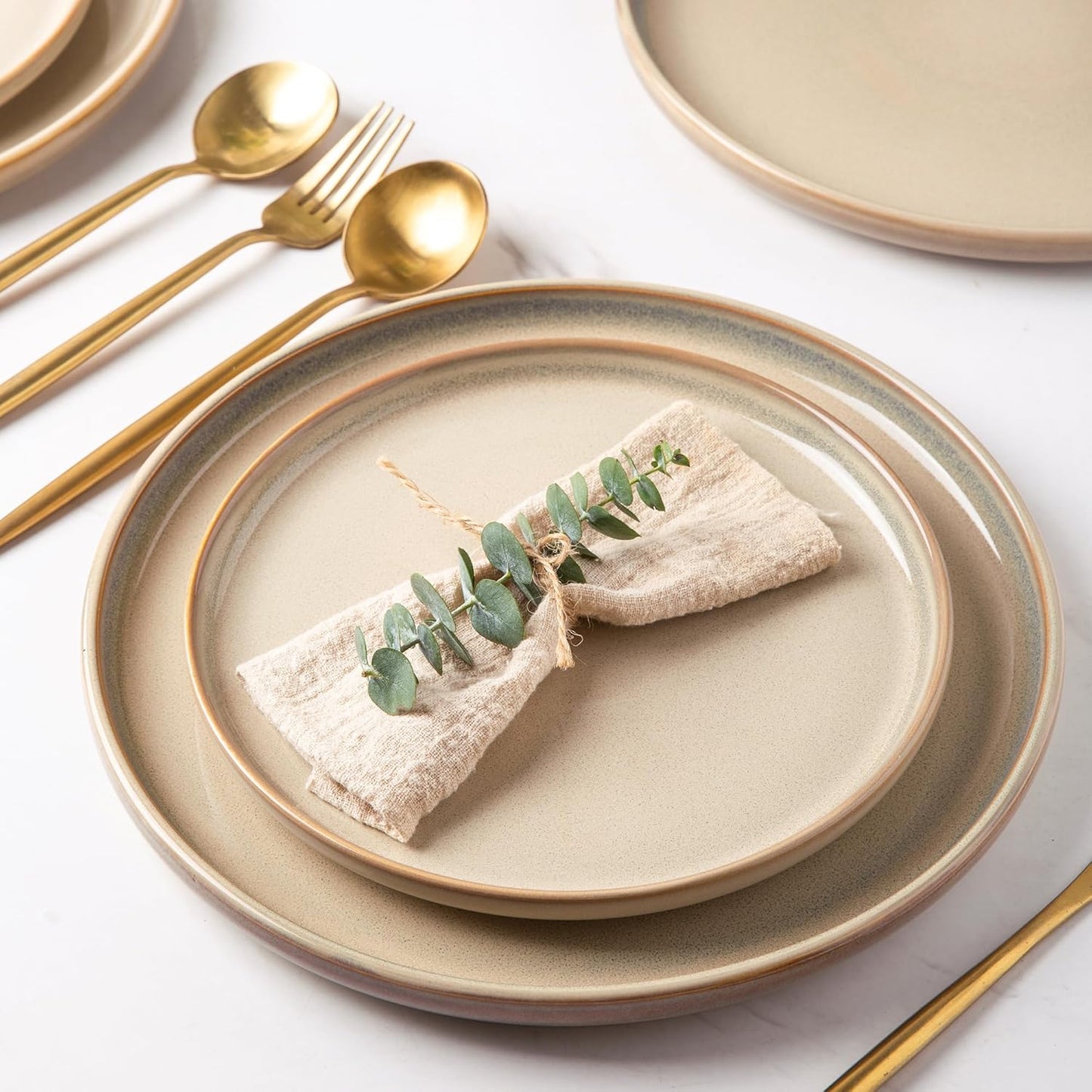 AmorArc Stoneware Dinnerware Sets,Round Reactive Ceramic Plates and Bowls Set,Highly Scratch Resistant | Dishwasher & Microwave Safe Dishes,Dishware Service for 8 (24pc)