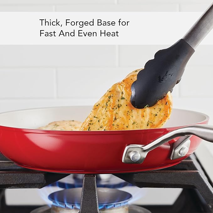 KitchenAid Hard Anodized Ceramic Nonstick Frying Pan/Skillet, 10 Inch - Empire Red