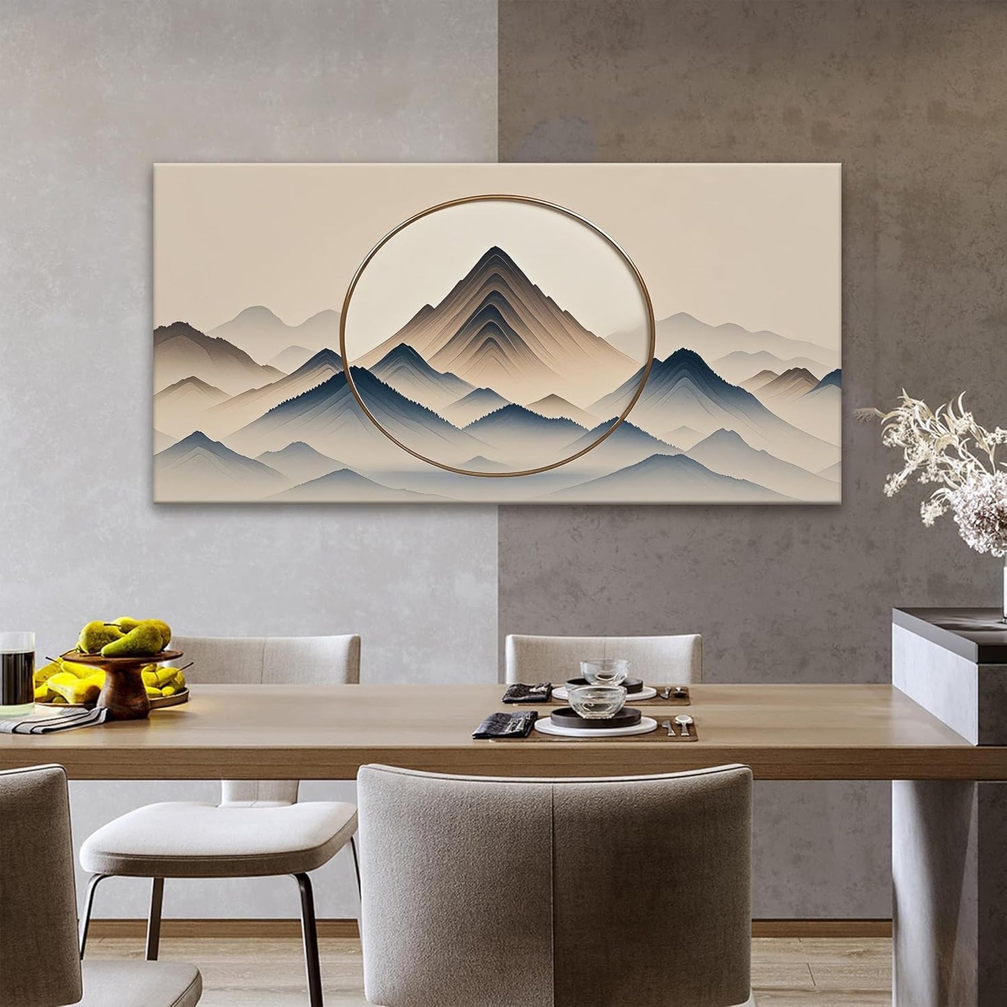 Suconvng Canvas Wall Art Decor Modern Abstract Wall Decor For Living Room Modern Office Mural Abstract Art Print Painting Mountain Landscape Wall Pictures Artworks Home Artwork Ready To Hang 24"X 48"