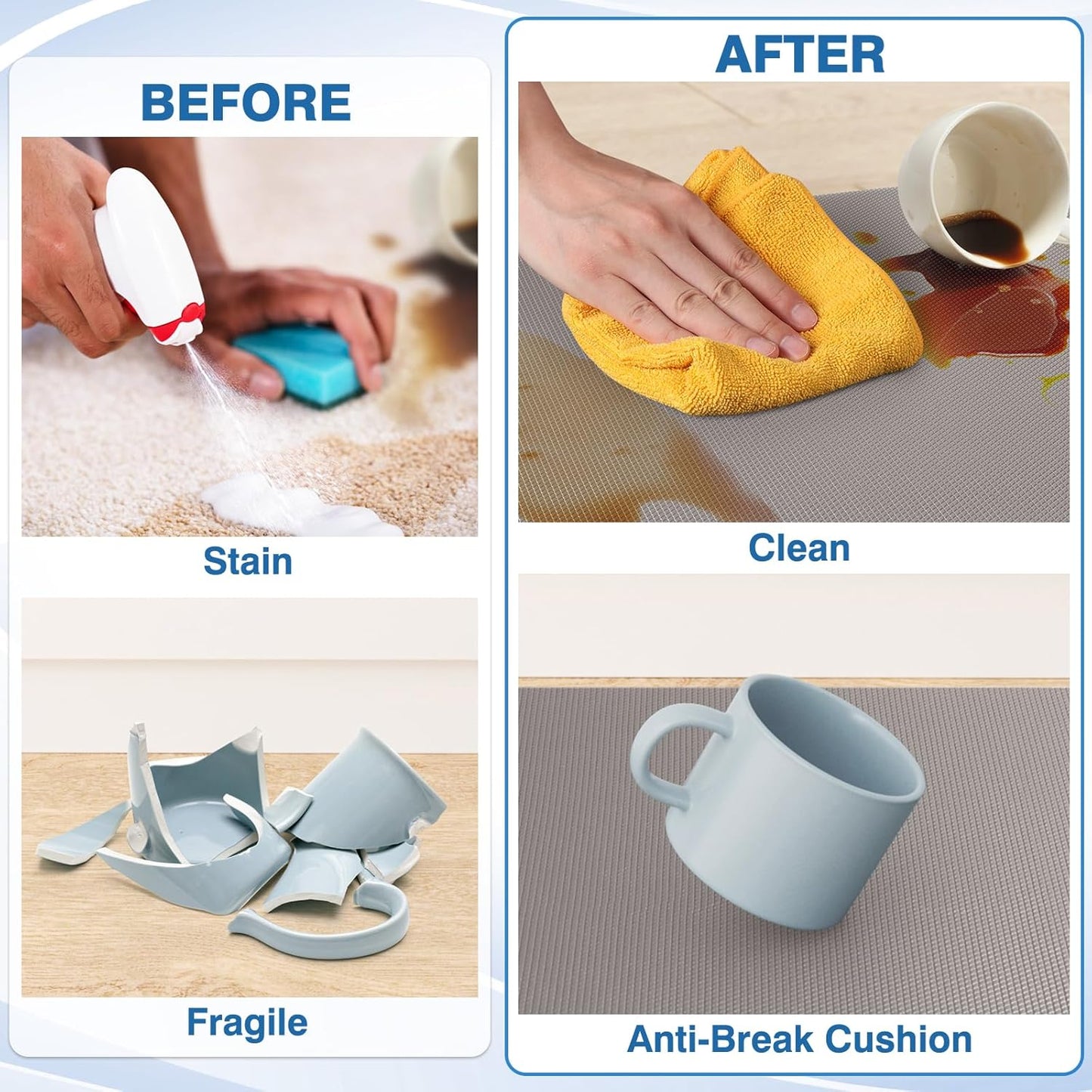 StepRite Kitchen Mats, 2PCS Kitchen Rugs, Cushioned Anti Fatigue Kitchen Mats for Floor, Non-Slip Standing Desk Mat, Waterproof Kitchen Rug Set for Kitchen, 20" x 32"+20" x 71"-0.47 inch Thick, Khaki