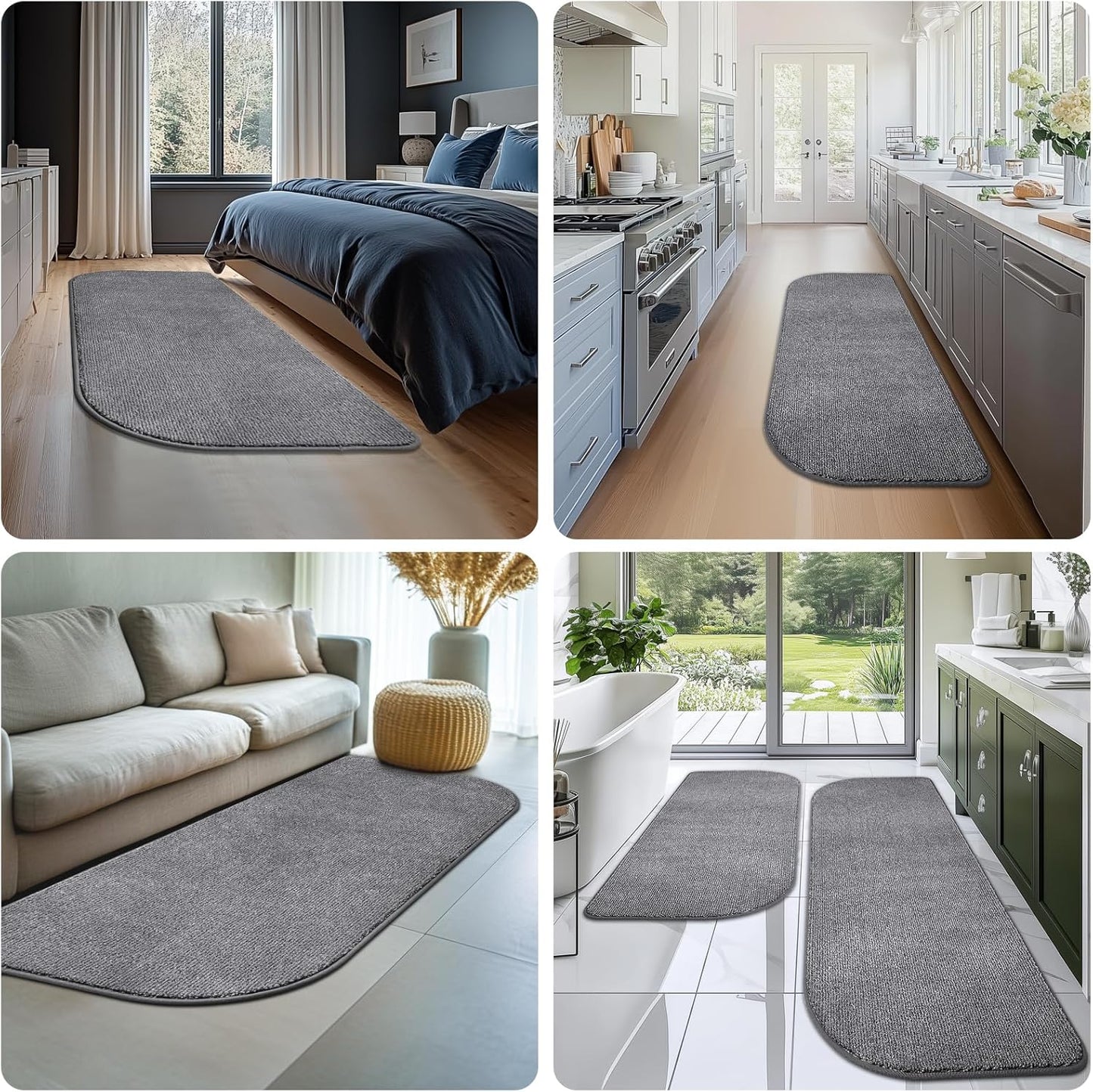 Washable Kitchen Rugs Set of 2 (24" x 35.5" + 24" x 59"), Non Slip Kitchen Mats for Floor, Absorbent Indoor Entryway Runner Rugs for Laundry, Bathroom, Door, Bedroom (Roll Packing)