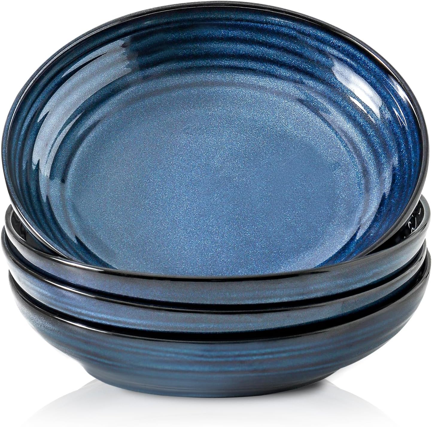 Hasense Pasta Bowls, 32 Oz Ceramic Serving Bowls Set of 4-8.7 Inch Serving Dishes for Salad, Pasta, Soup, Fruit - Blue Dinner Plate Bowls for Home Gift, Dishwasher & Microwave Safe