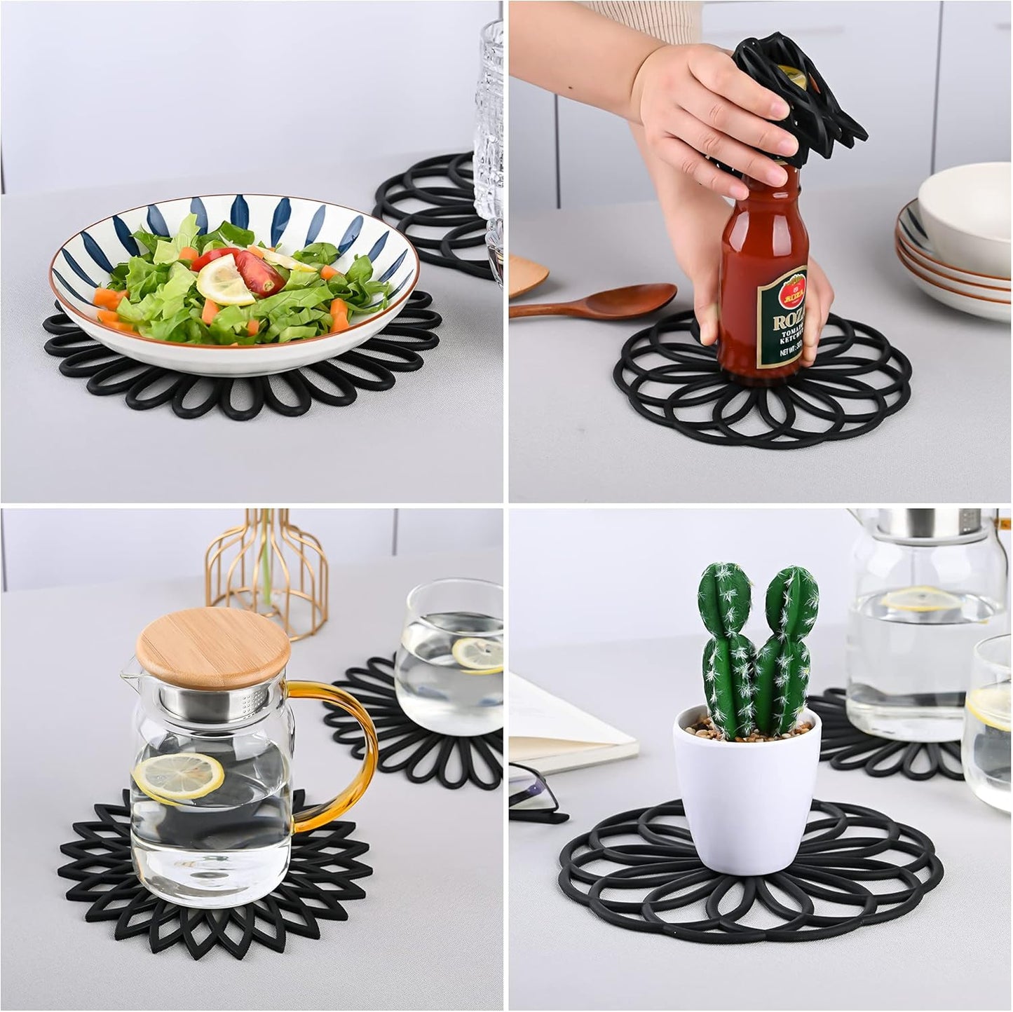 Smithcraft Silicone Trivets for Hot Dishes, Trivet Mat Hot Pads for Kitchen Decor, Trivets for Hot Pots and Pans, Heat Resistant Mats Countertop, Round Trivets Table & Quartz Countertops Teal Set 3