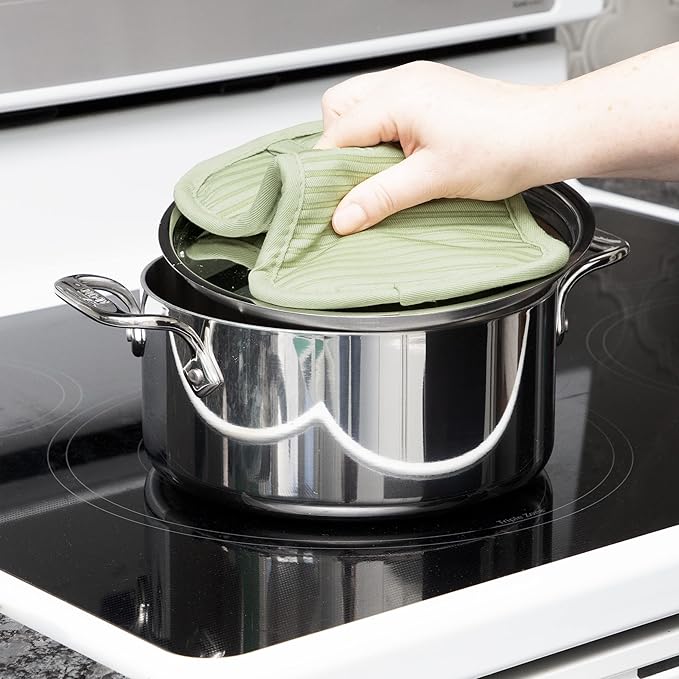 All-Clad Premium Pot Holder & Hot Pad: Heat Resistant to 500 Degrees - 100% Cotton, 10"x6.25" Hot Pad for Kitchen and Barbeque, (1-Pack), Fennel