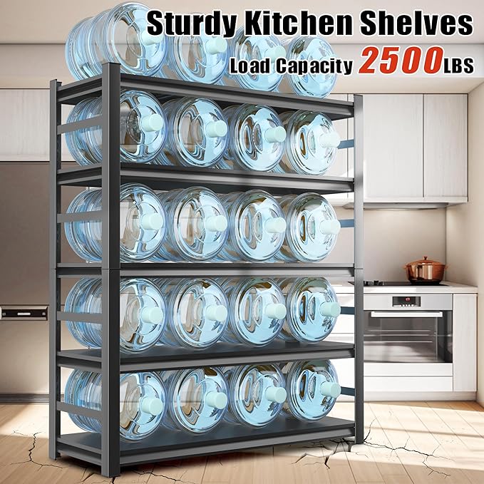 Kitchen Storage and Pantry Shelves,Metal shelving for Closet,Kitchen Organizers and Storage Shelves - Freestanding Microwave Shelf - 5 Tier Adjustable Bakers Rack for Pantry kitchenware Storage