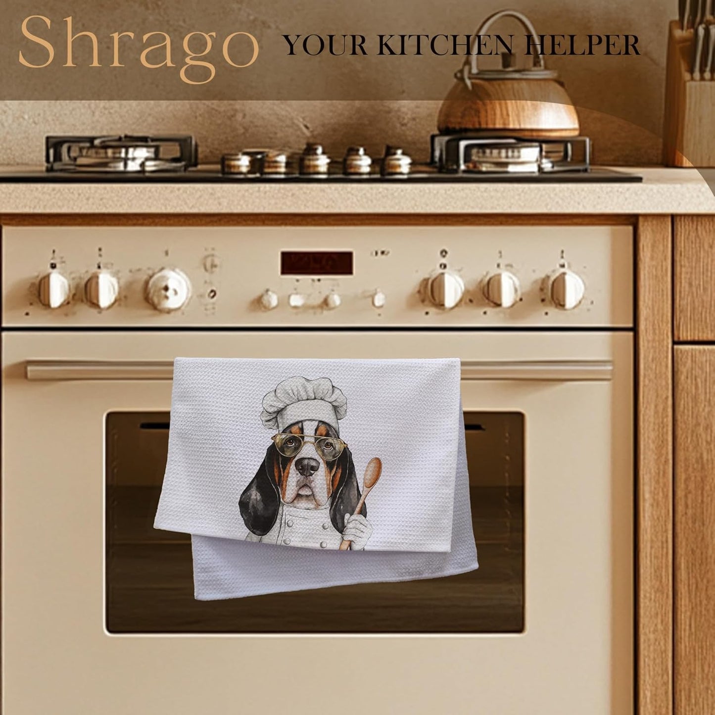 Funny Basset Hound Dog Kitchen Towels, Basset Hound Gifts for Women Dish Tea Towels for Kitchen, Dog Lovers Mom Dad Owner Gifts Decorative Hand Towels, 16x24 Inch