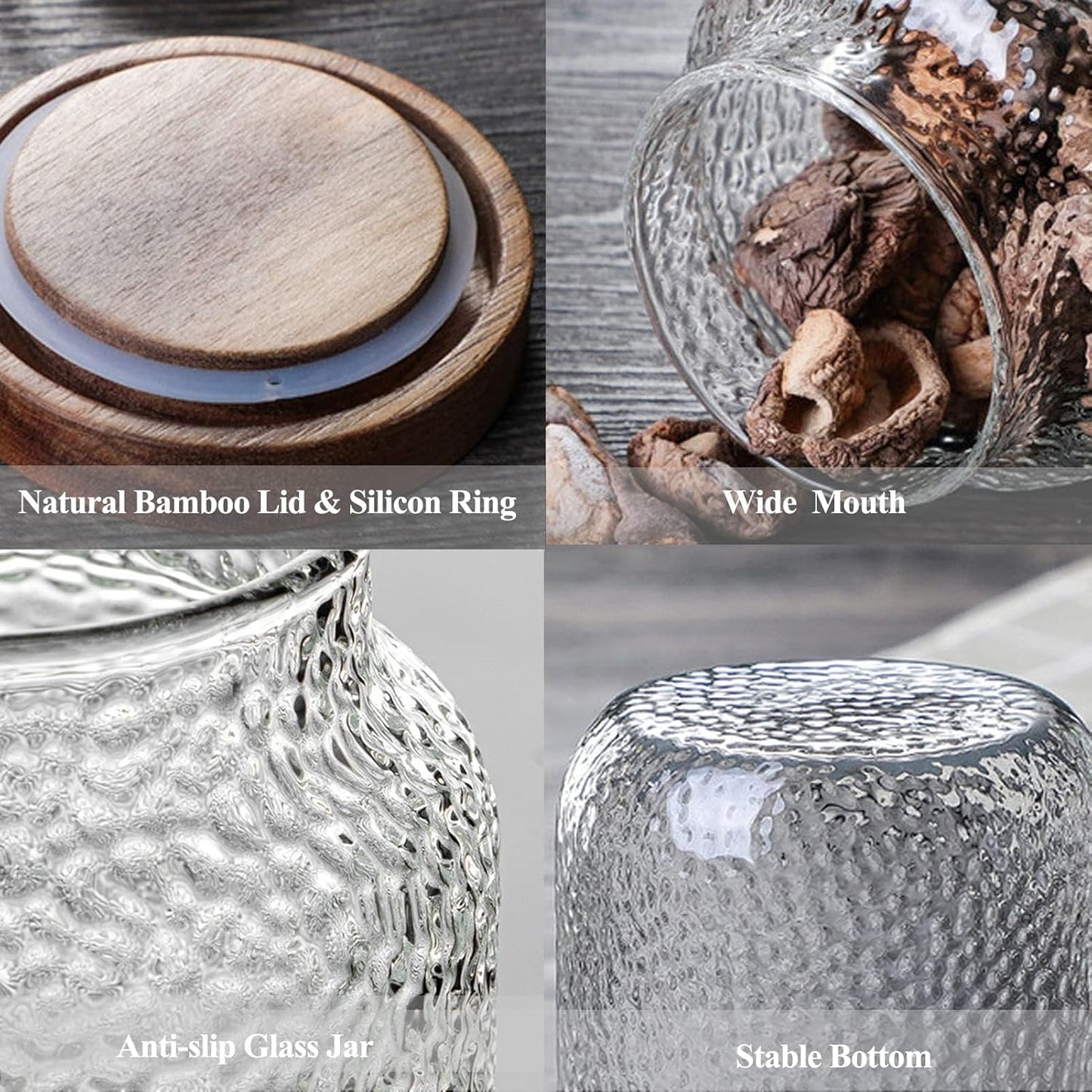 Viovian 24 OZ Glass Coffee Jar with Wooden Lid 700ml Clear Vintage Glass Storage Canister Anti-slip Decorative Jars with Lids for Food Candy Coffee Beans Cookie Sugar