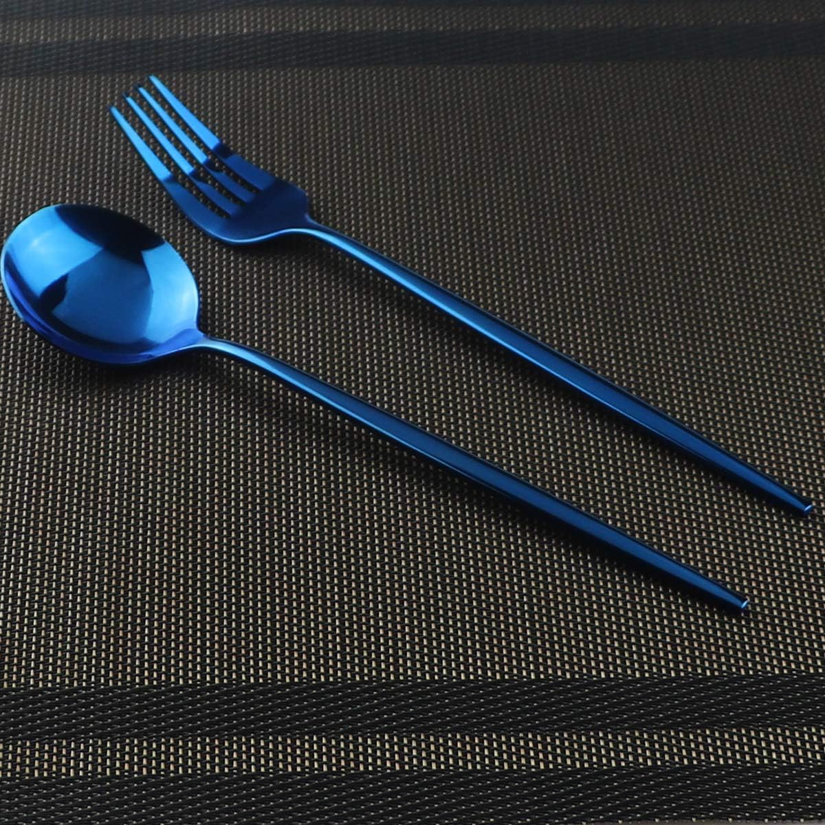 Gugrida 40-Piece Silverware Set 18/10 Stainless Steel Reusable Utensils Forks Spoons Knives Set, Mirror Polished Cutlery Flatware Set, Great for Family Gatherings & Daily Use (Service for 10, Blue)